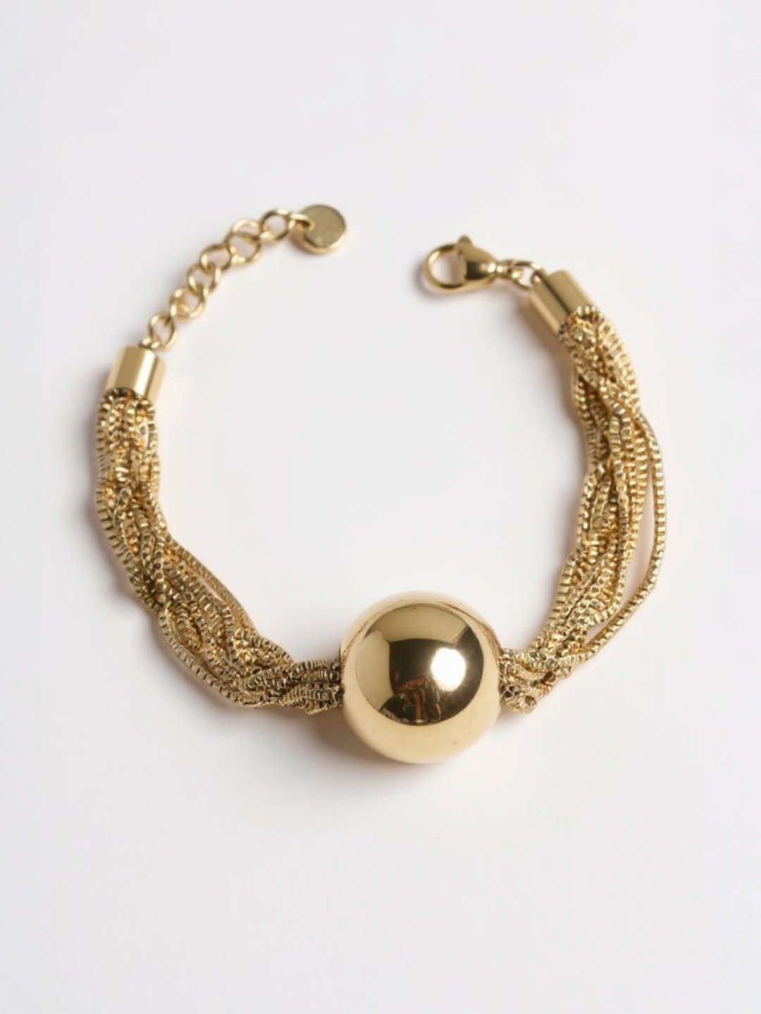 Multi Layered Chain Big Round Bead Bracelet