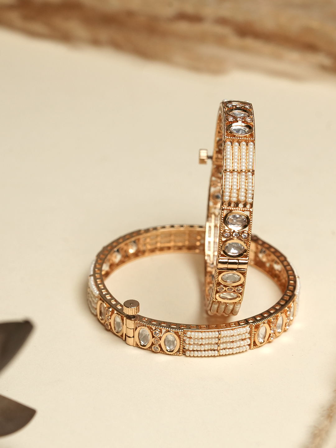 Kundan Bangles with white stones
