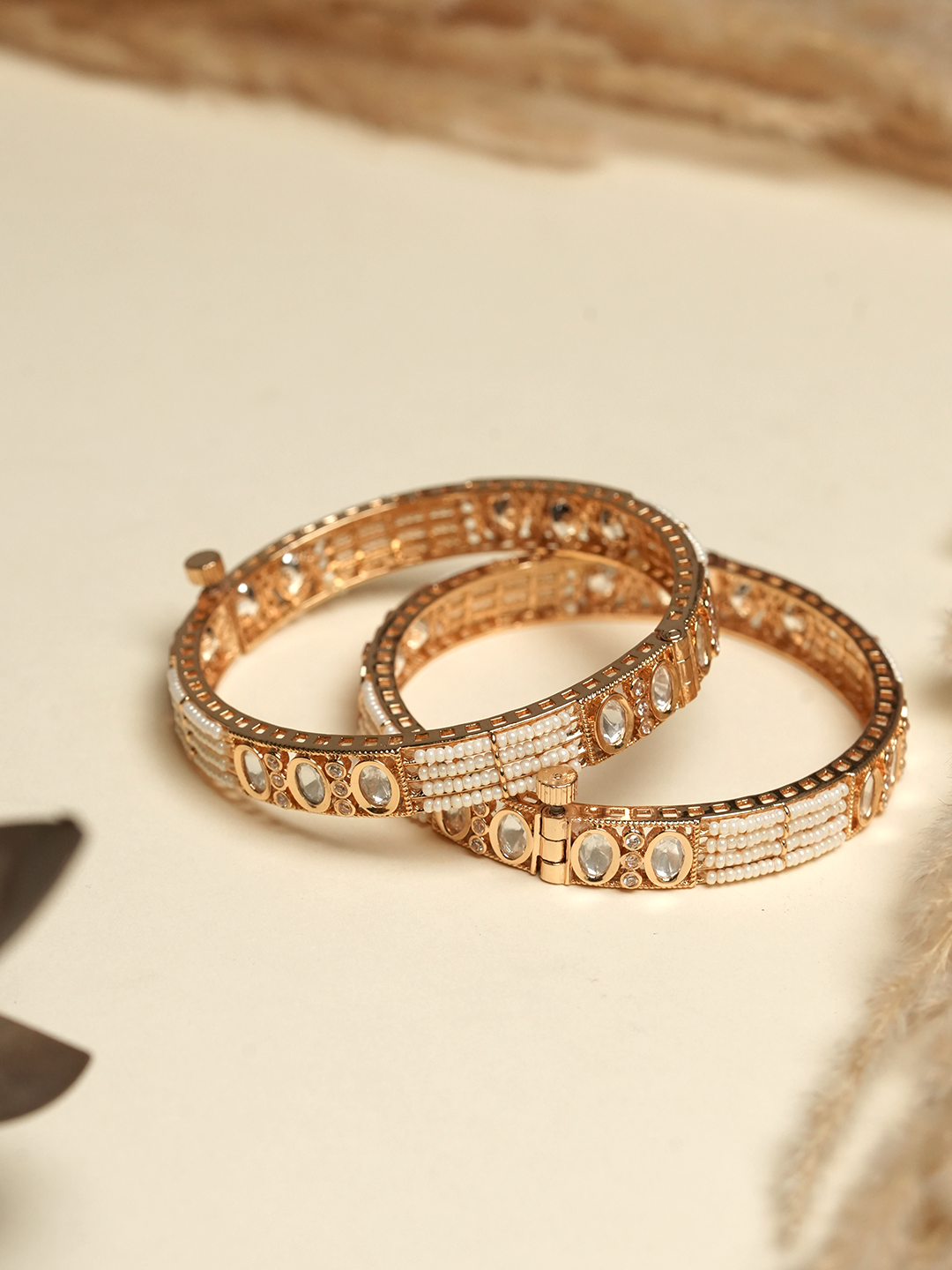 Kundan Bangles with white stones