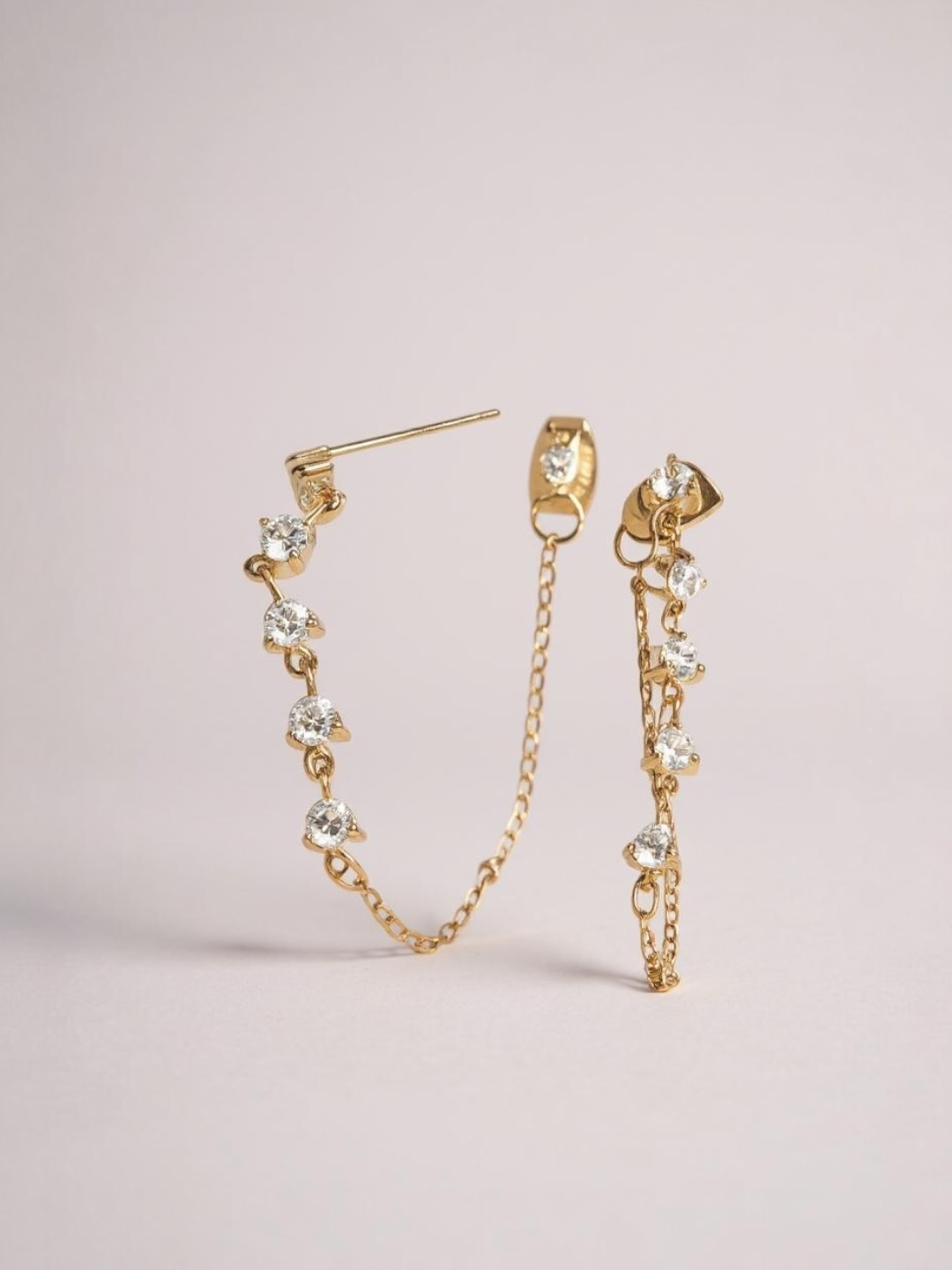 White Cubic Zirconia Chain Drop Earrings