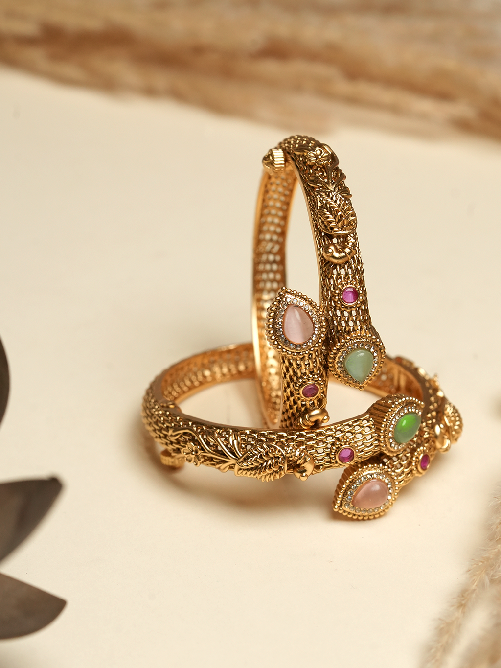Sleek Pastel Green Pink Bangles
