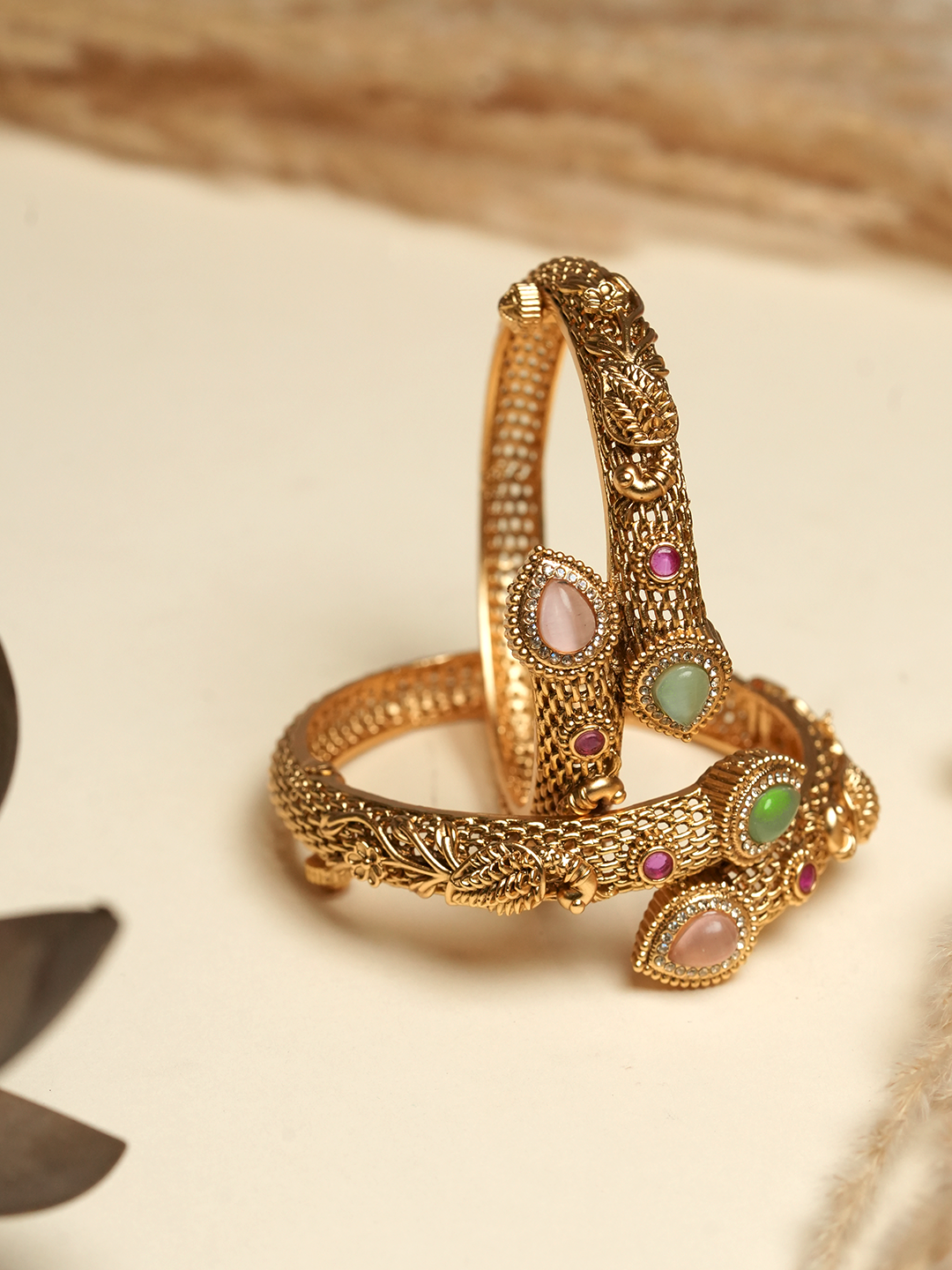 Sleek Pastel Green Pink Bangles