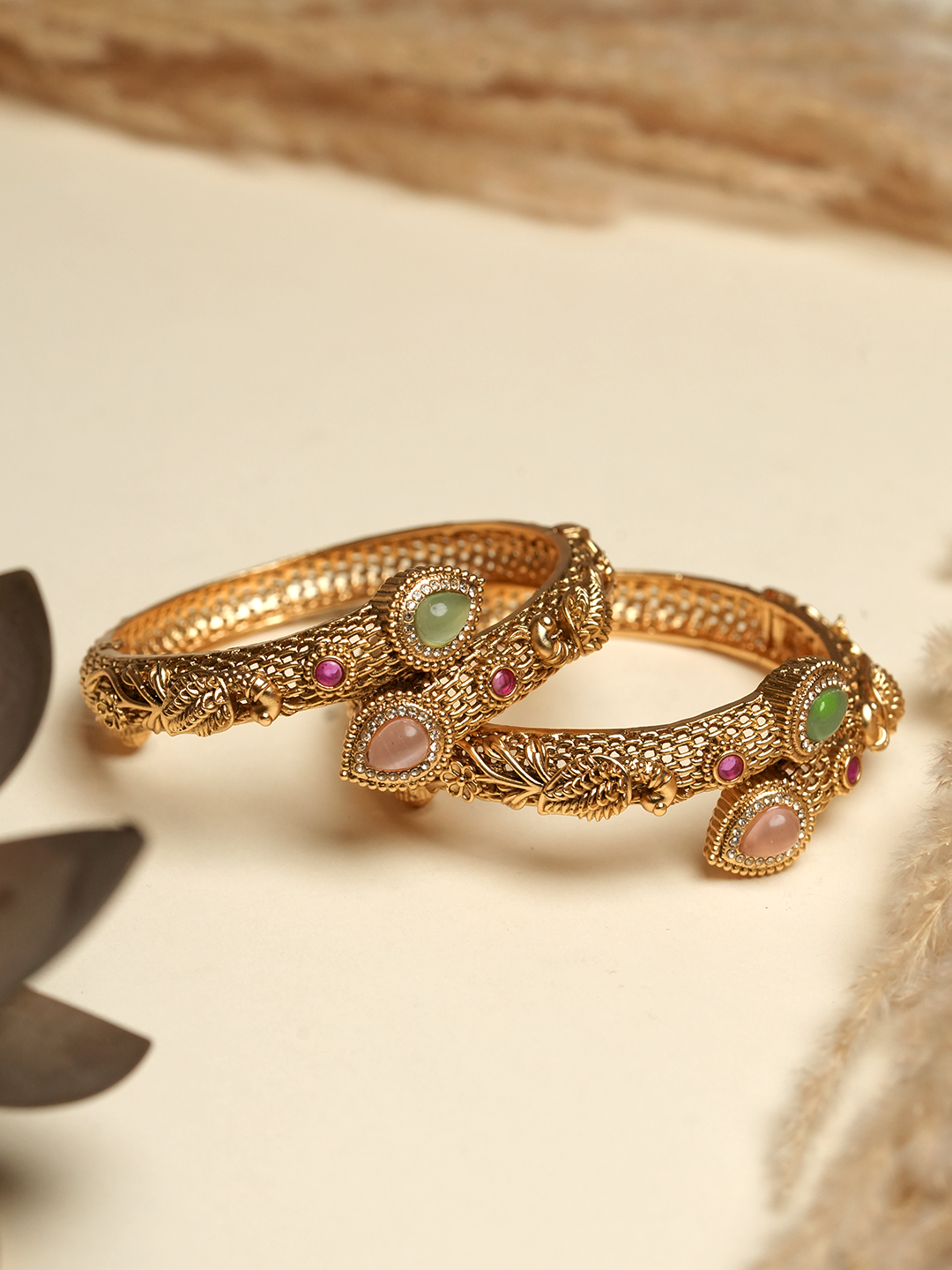 Sleek Pastel Green Pink Bangles