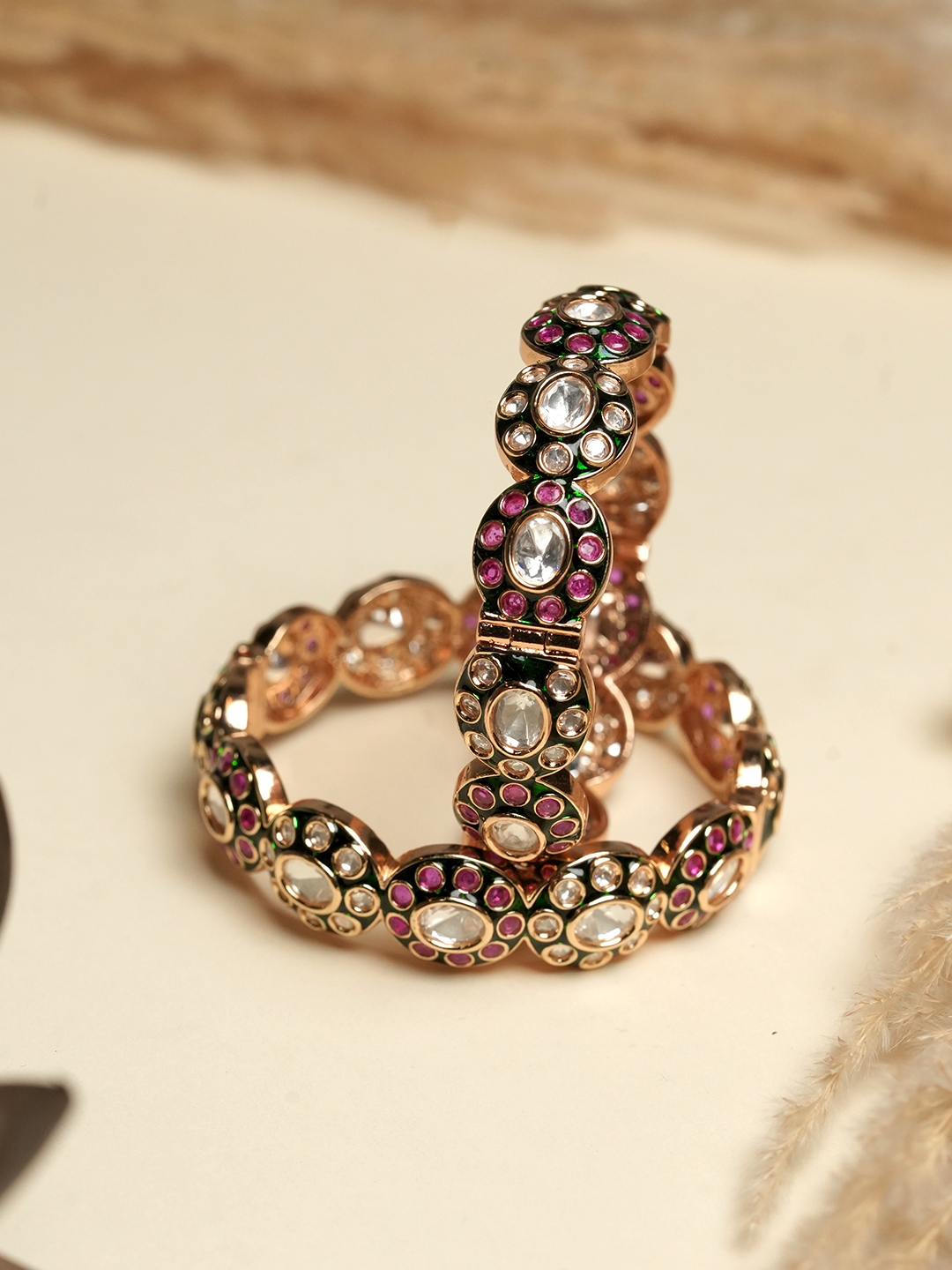 Kundan Polki Dotted Bangles