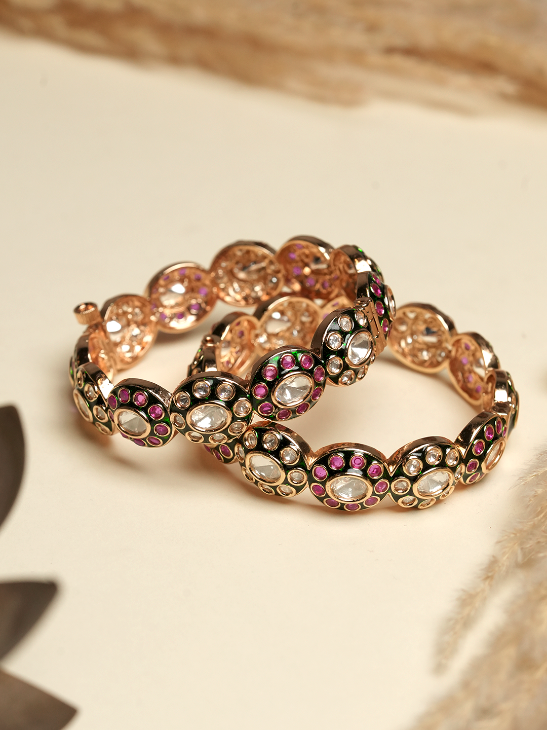 Kundan Polki Dotted Bangles