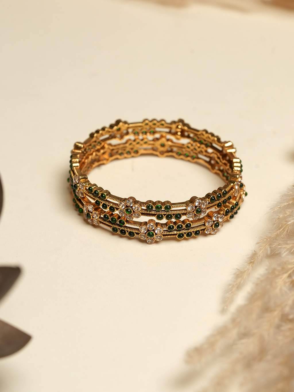 Sleek Green Leaf Bangles
