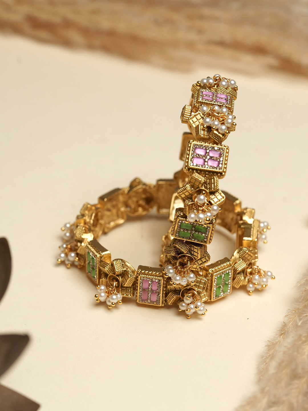 Pink Green Designer Bangles