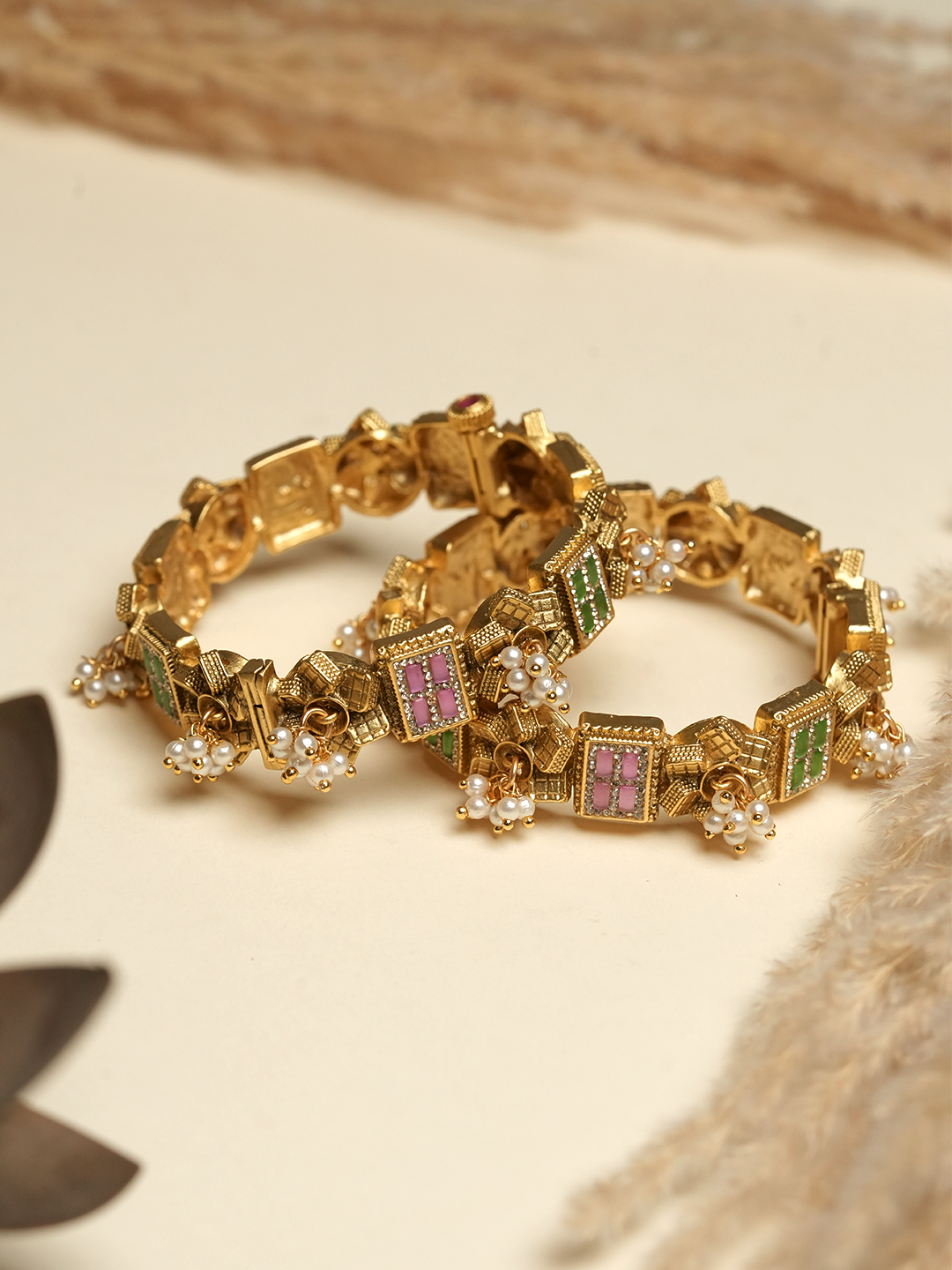 Pink Green Designer Bangles