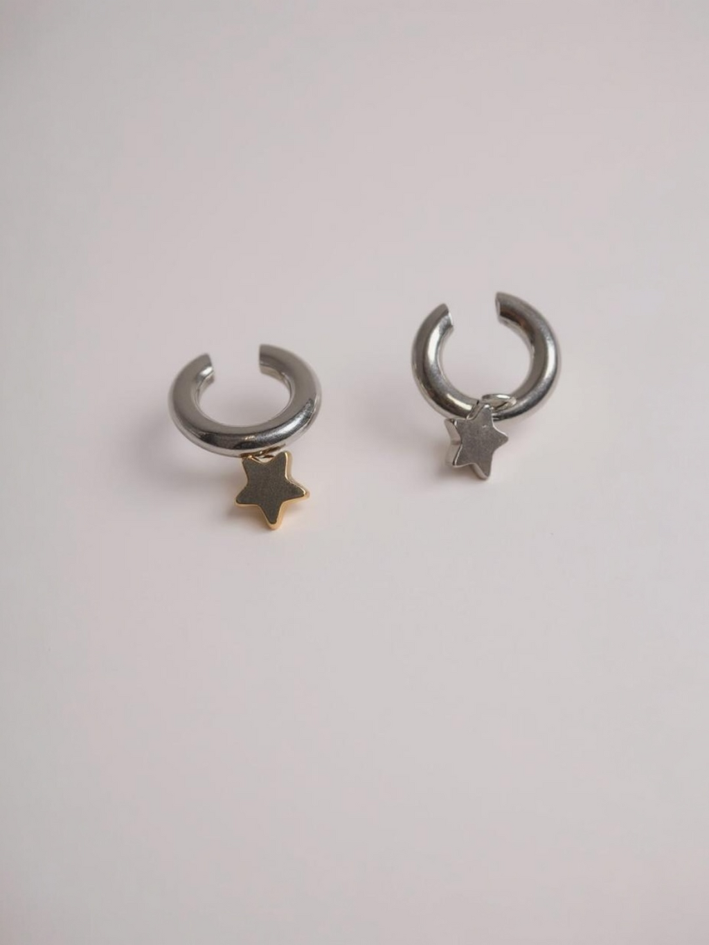Two Tone Star Clip Earrings