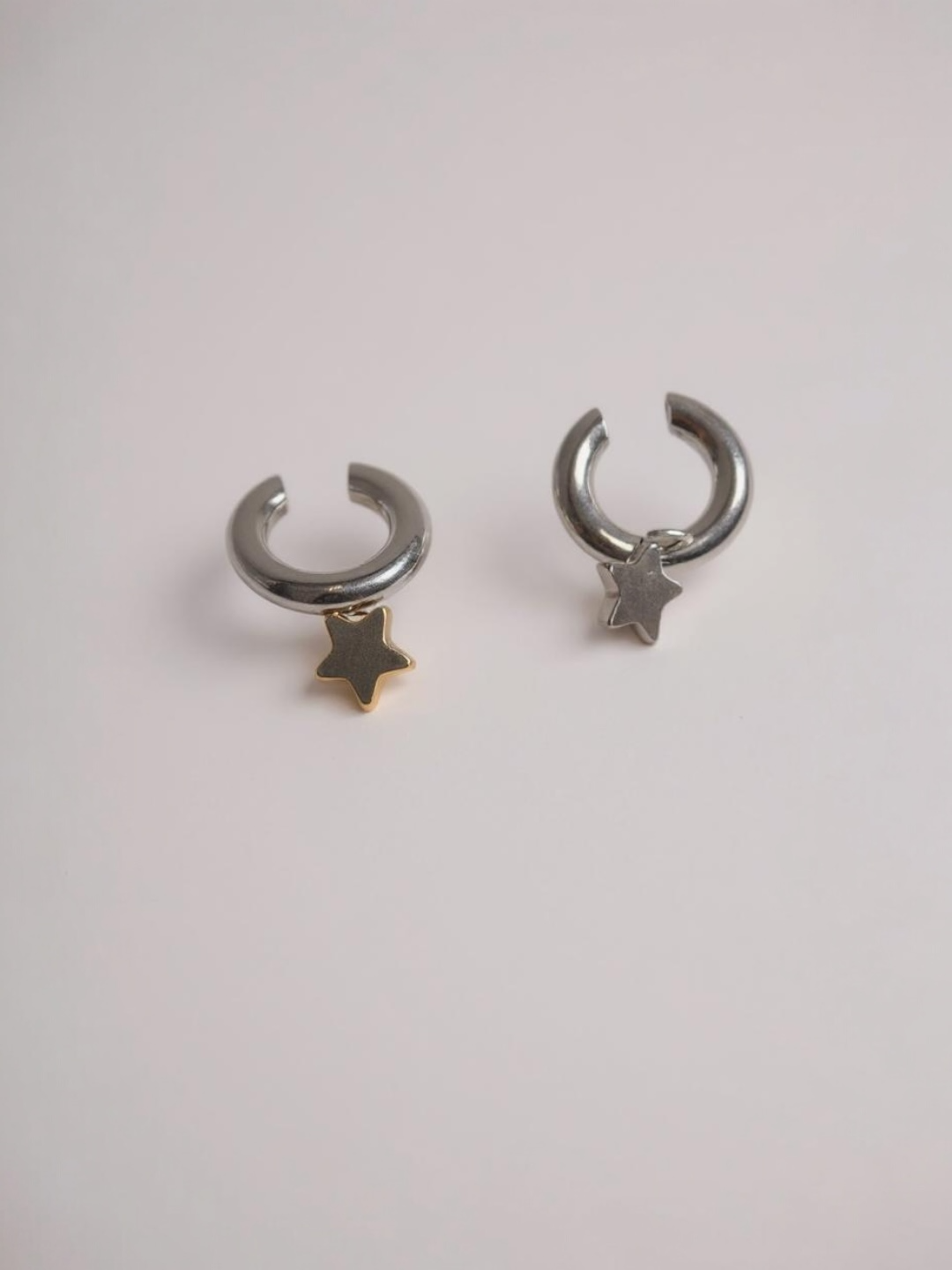 Two Tone Star Clip Earrings