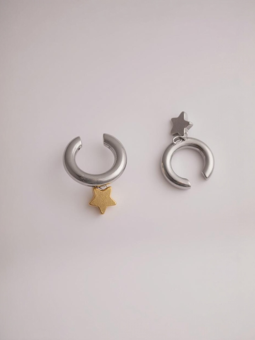 Two Tone Star Clip Earrings