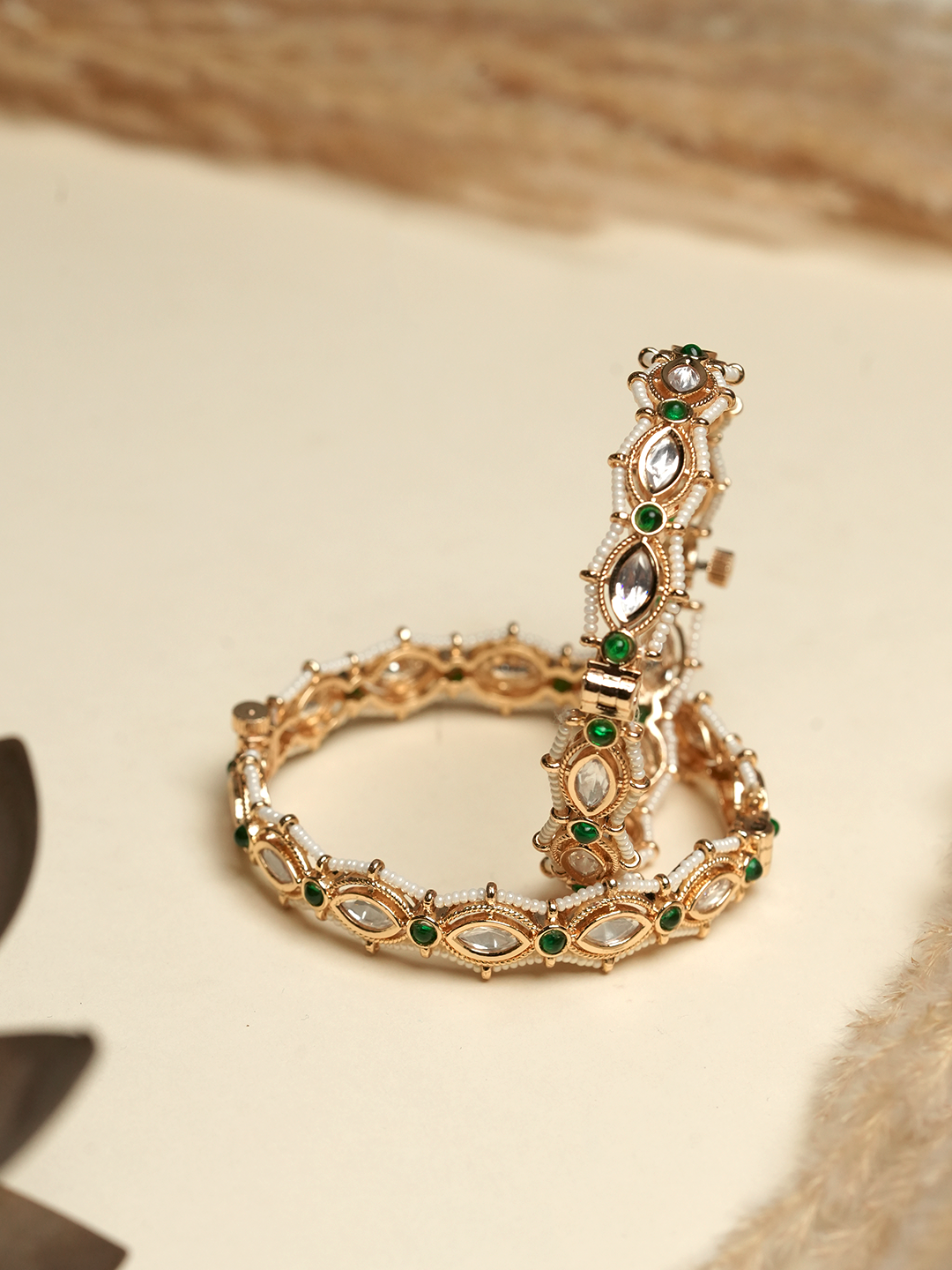 Green Kundan Bangles