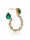 Delicate Green White Shiny Cubic Zirconia Chain Earrings