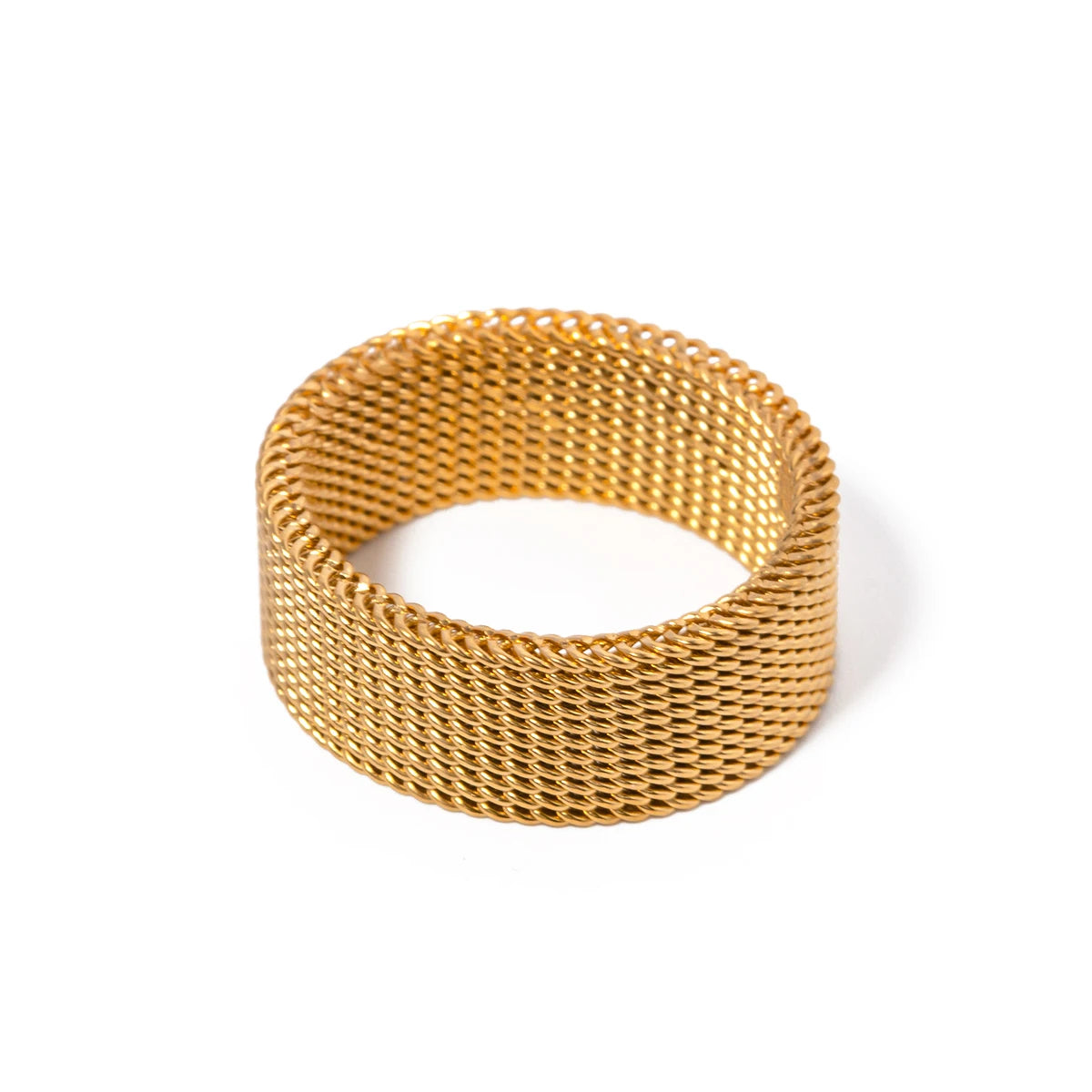 18K Gold Plated 8mm Wide Mesh Finger Ring