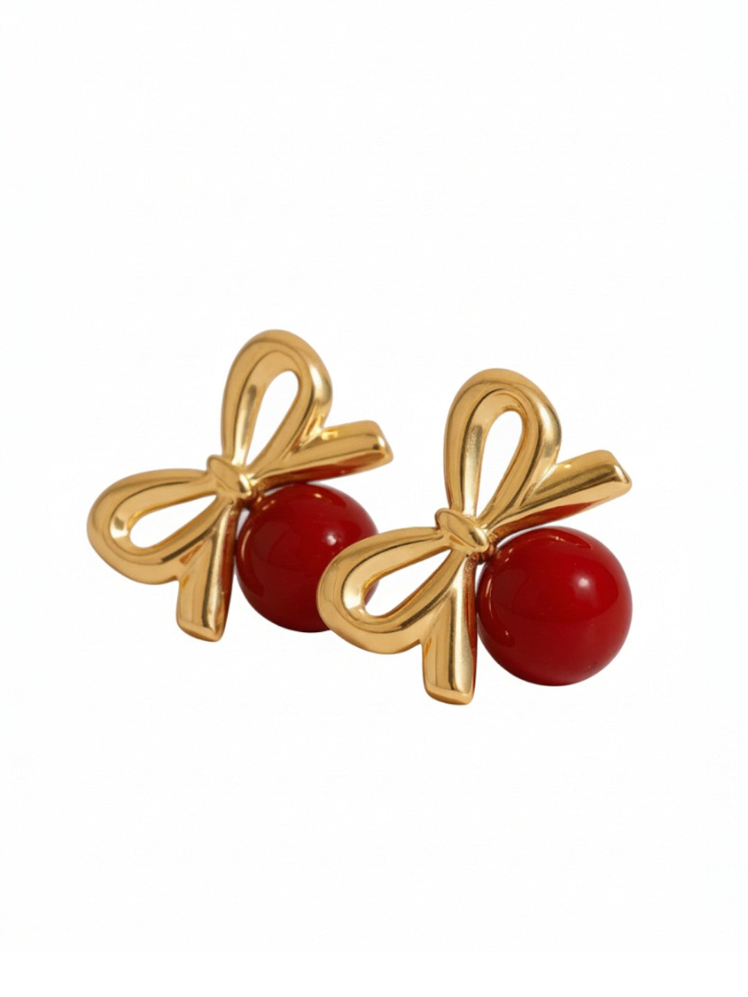 Glass Stone Pearl Bow Earrings