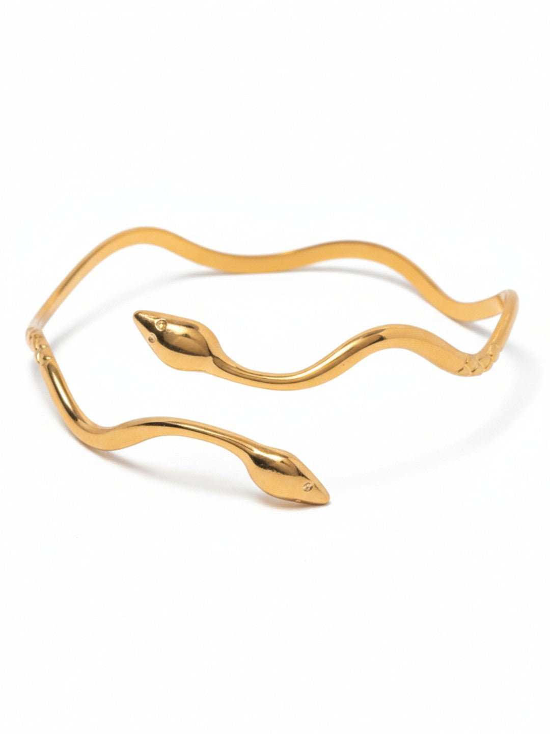 Wavy Double-Headed Snake Open Bracelet