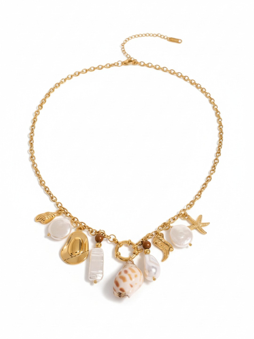 18K PVD Gold Plating Stainless Steel Coral Starfish Ocean Necklace