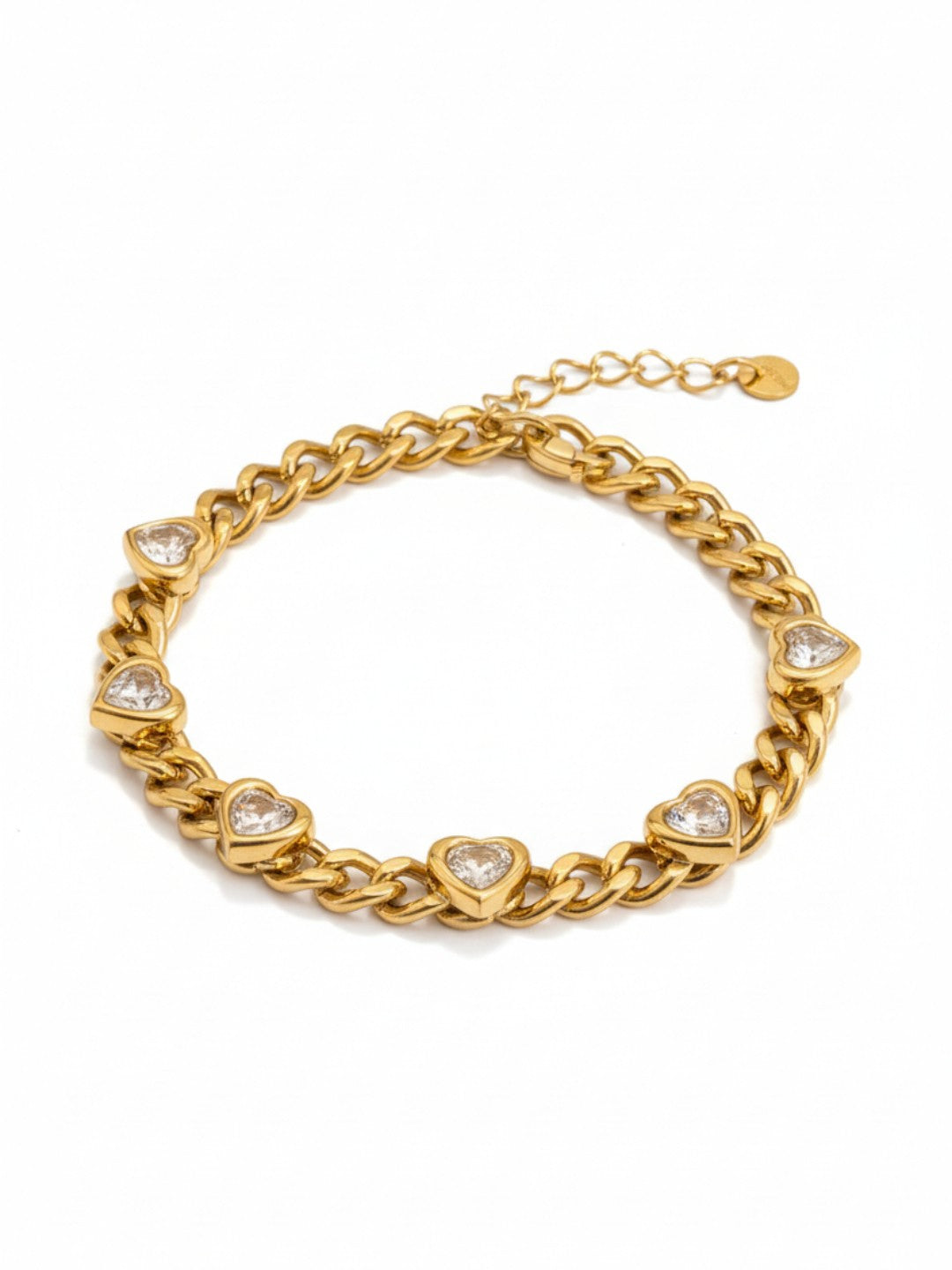 Heart Shape Zircon Chain Link Bracelet