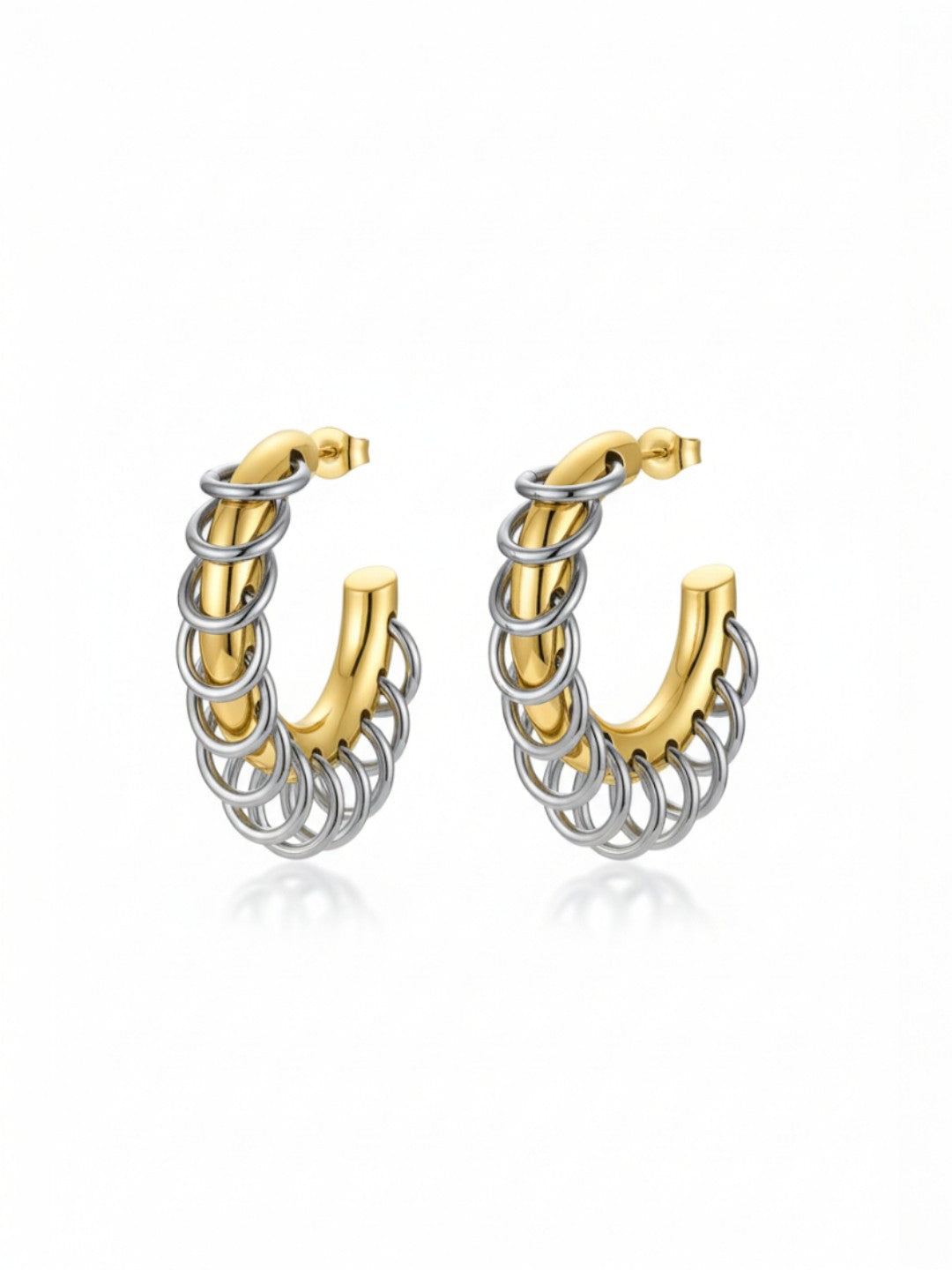 C Shaped Small Circle Mixed Color Earrings