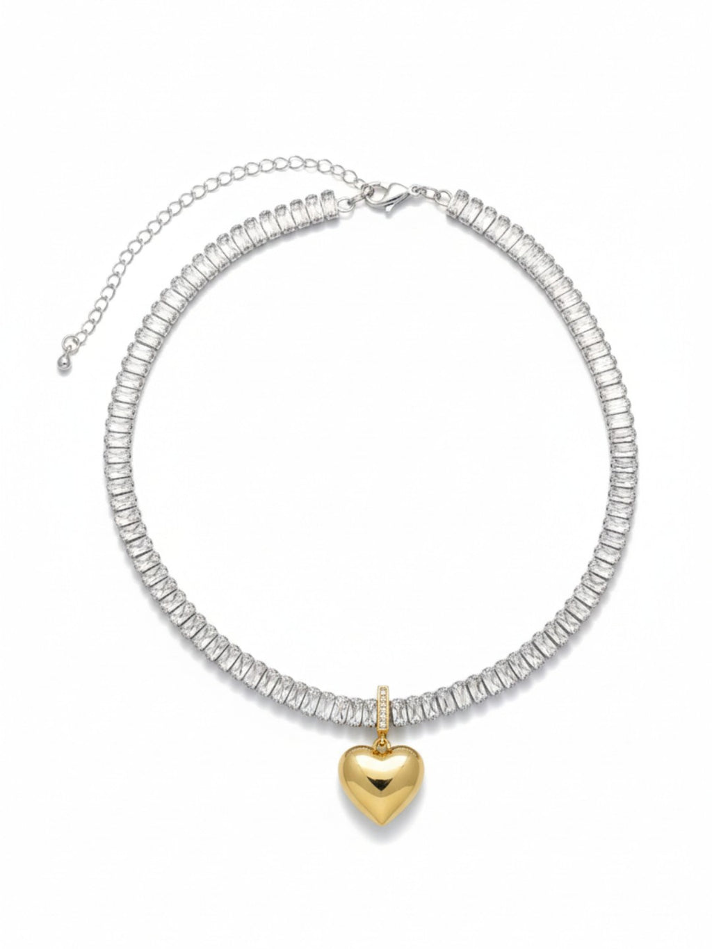 Mossanite Chain Heart Pendant Necklace