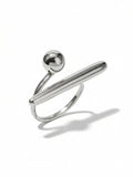 Silver T Shaped Ball Open Ring