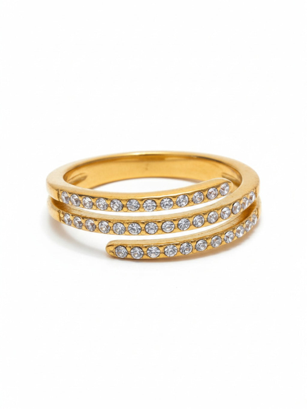 Shiny Cubic Zirconia Geometry Layered Ring Size 7