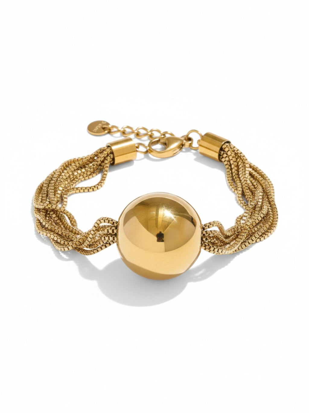 Multi Layered Chain Big Round Bead Bracelet