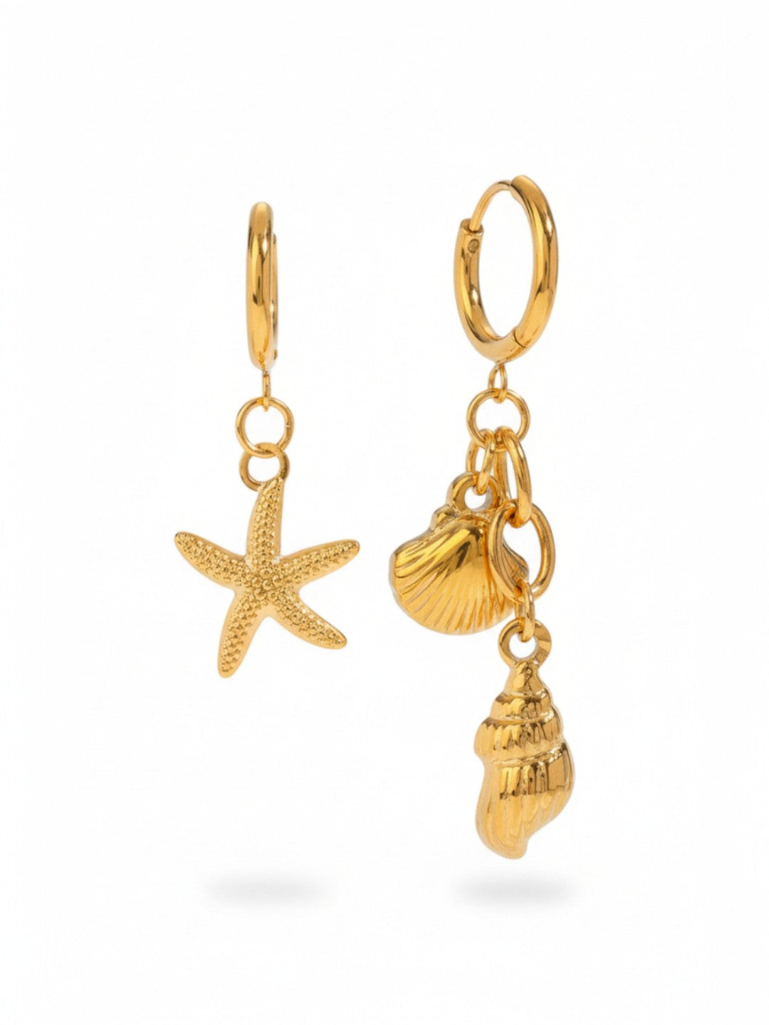 Star Seashell Drop Earrings