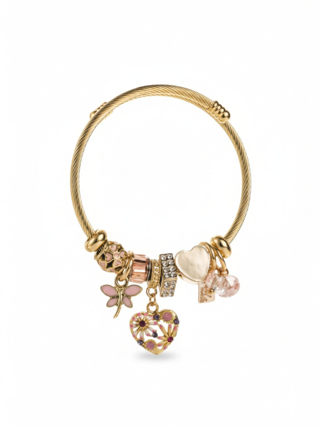 Love Diamond Pendant Open Adjustable Bracelet