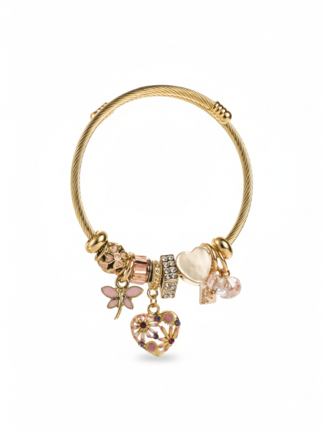 Love Diamond Pendant Open Adjustable Bracelet