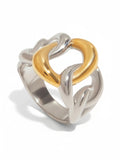 Gold and Silver Combination Twisted Hollow Ring