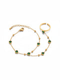 18K Gold Plated Stainless Steel Channel Cubic Zircon Finger Bracelet Hand Chain