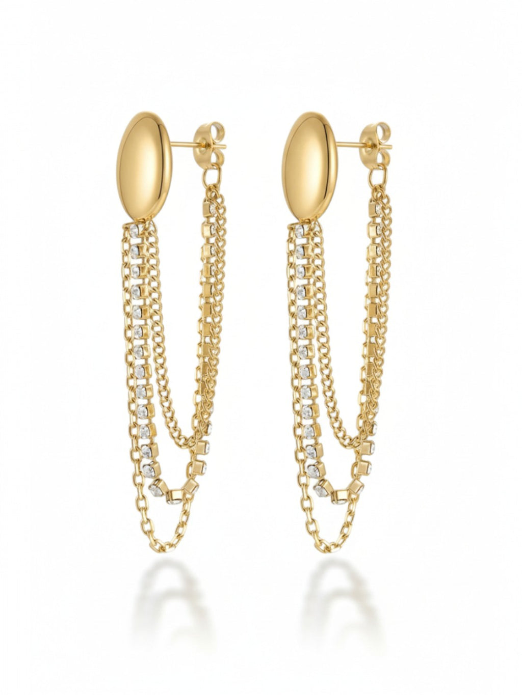 Long Drop Tassel Zircon Chain Earrings