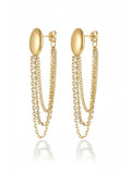Long Drop Tassel Zircon Chain Earrings