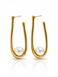 Pearls Geometric Huggie Earrings