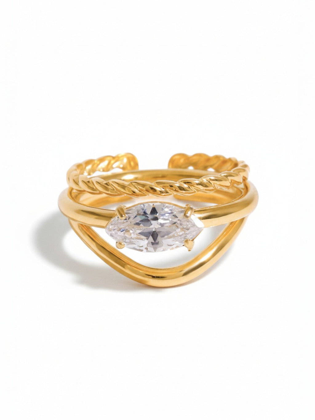 White Diamond Marquise Shaped Diamond Ring