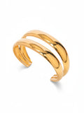 Chic 18K Gold Plated Double Layer Glossy Adjustable Cuff Bracelet