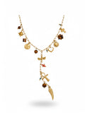 Wing Cross Heart Tiger Stone Pendant Necklace