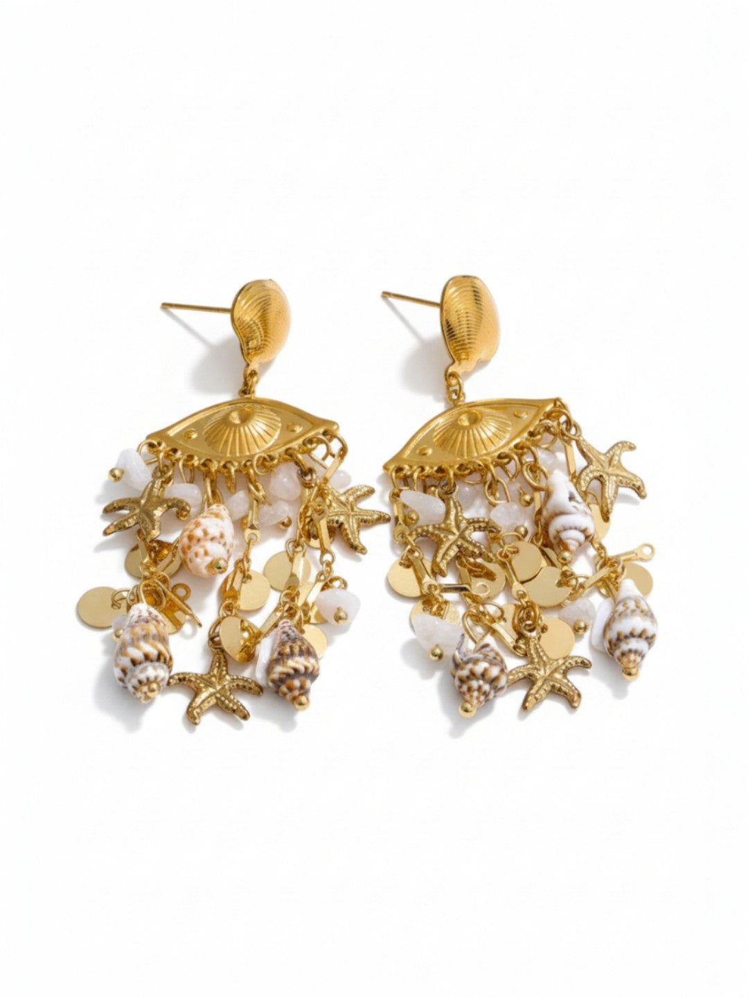 Ocean Style Shell Conch Starfish Dangle Earrings