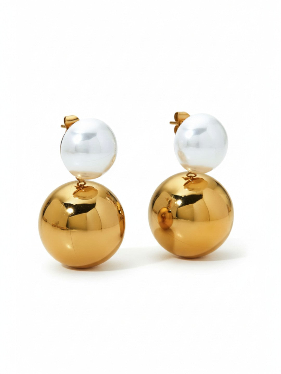 Ball Dangle Pearl Stud Earrings