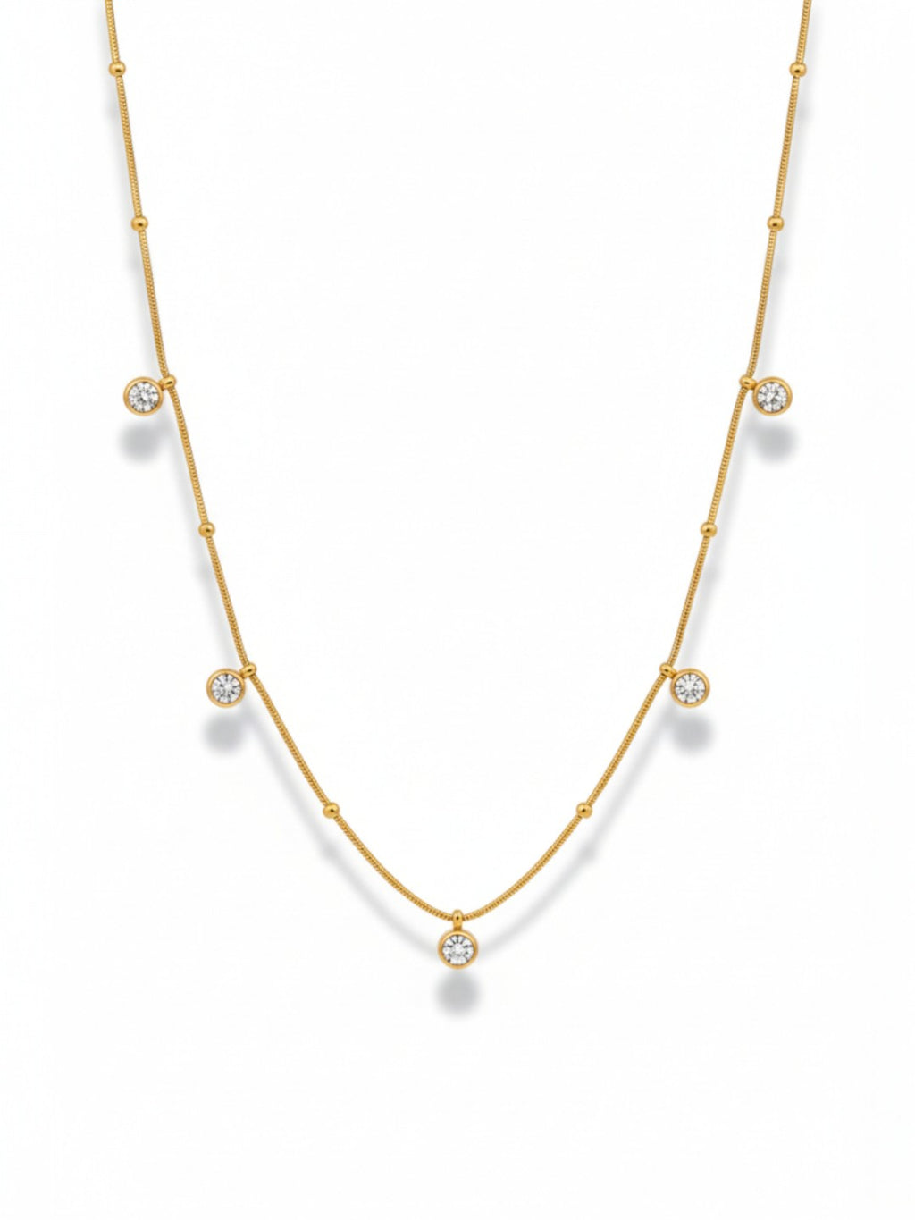 White Round Zircon Pendant Necklace