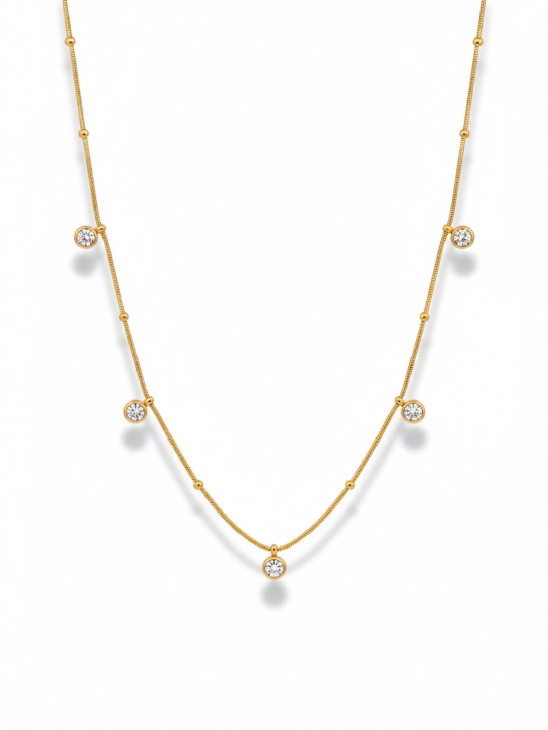 White Round Zircon Pendant Necklace