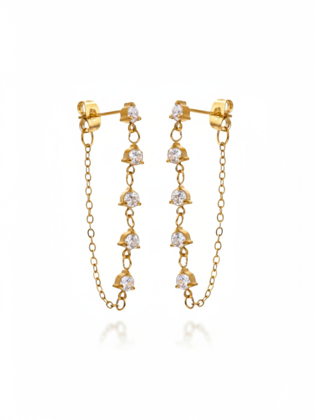 White Cubic Zirconia Chain Drop Earrings