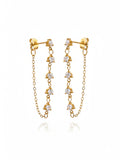 White Cubic Zirconia Chain Drop Earrings
