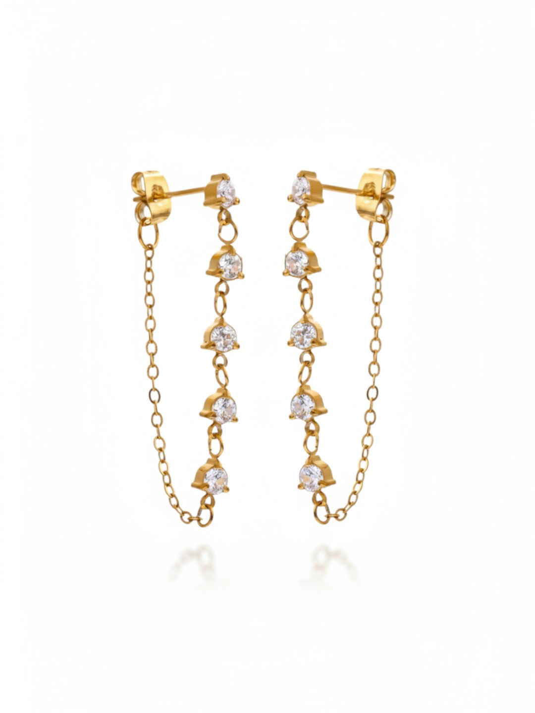 White Cubic Zirconia Chain Drop Earrings