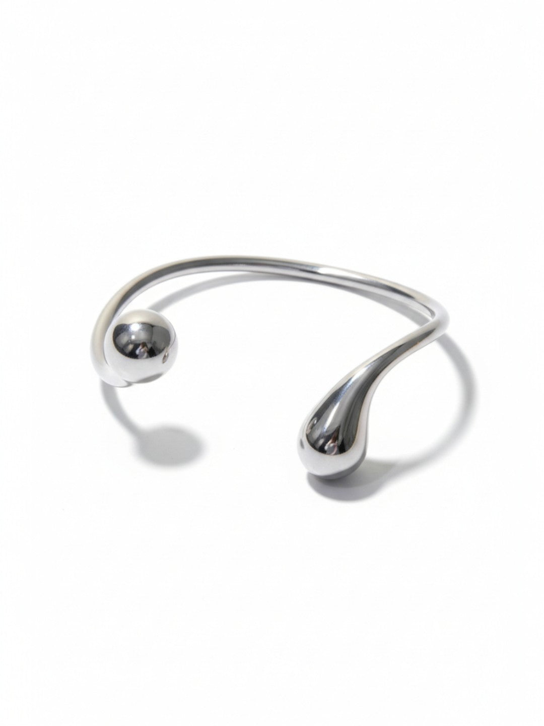 Silver Irregular Droplet Opening Bracelet