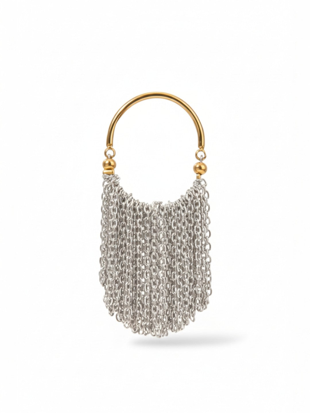 Gold and Silver Color Block Fringe Ring