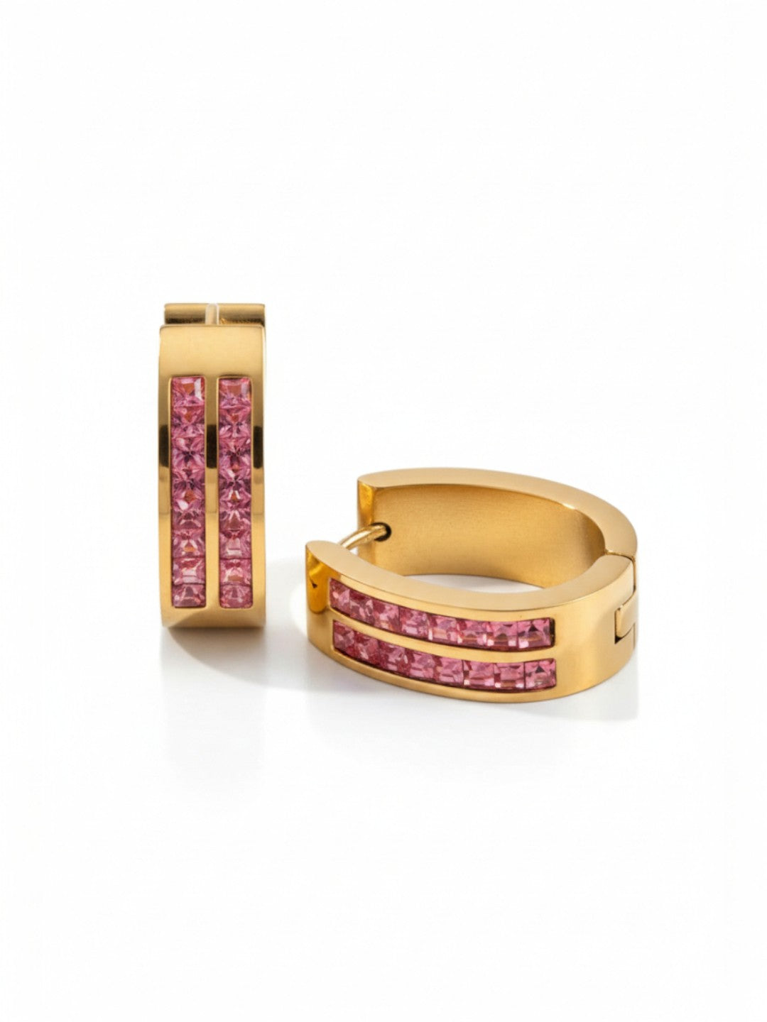 Pink CZ Stone Hoops