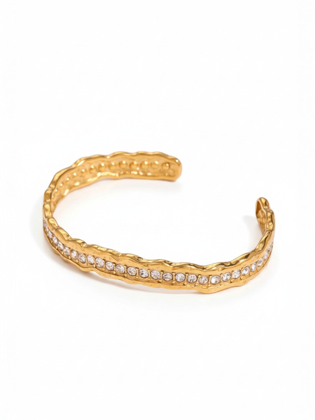 Wave Design with Inlay Rhinestone Opening Bangle