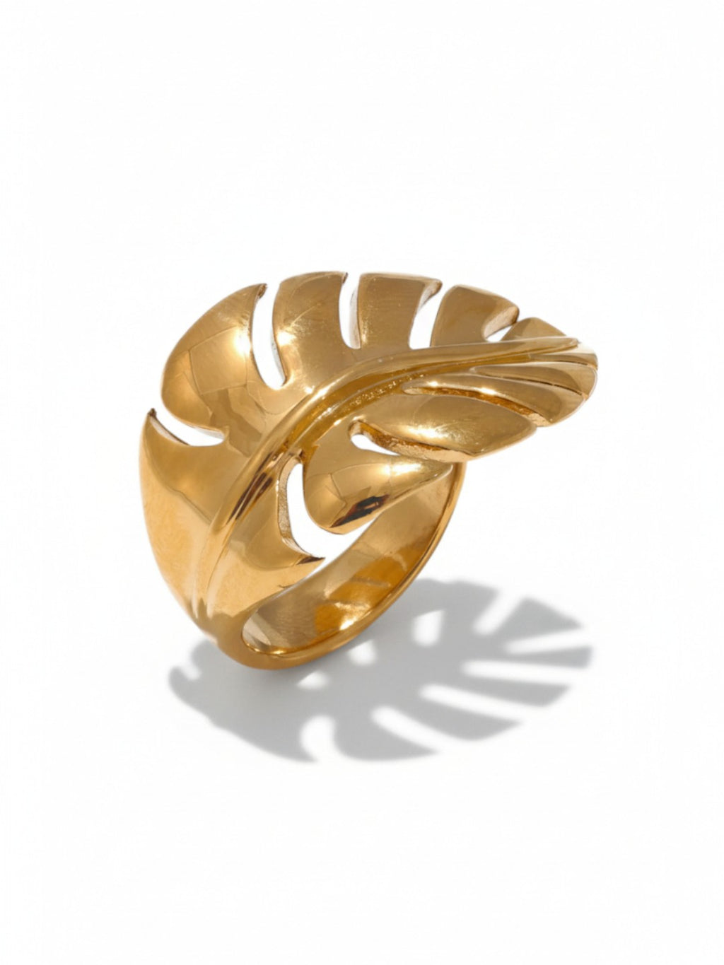 Leaf Feather Smooth Surface Ring